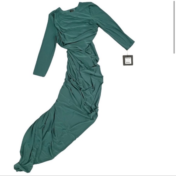Norma Kamali Women's Green Long Sleeve Diana Gown - Picture 8 of 15